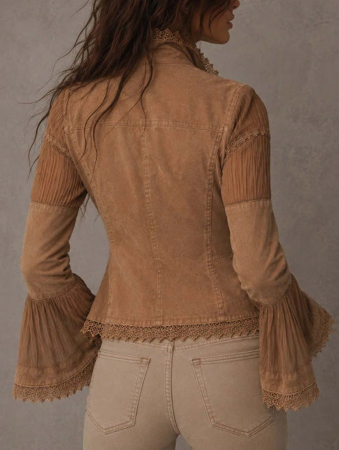 Lace patchwork bell-sleeve jacket for women, image 5