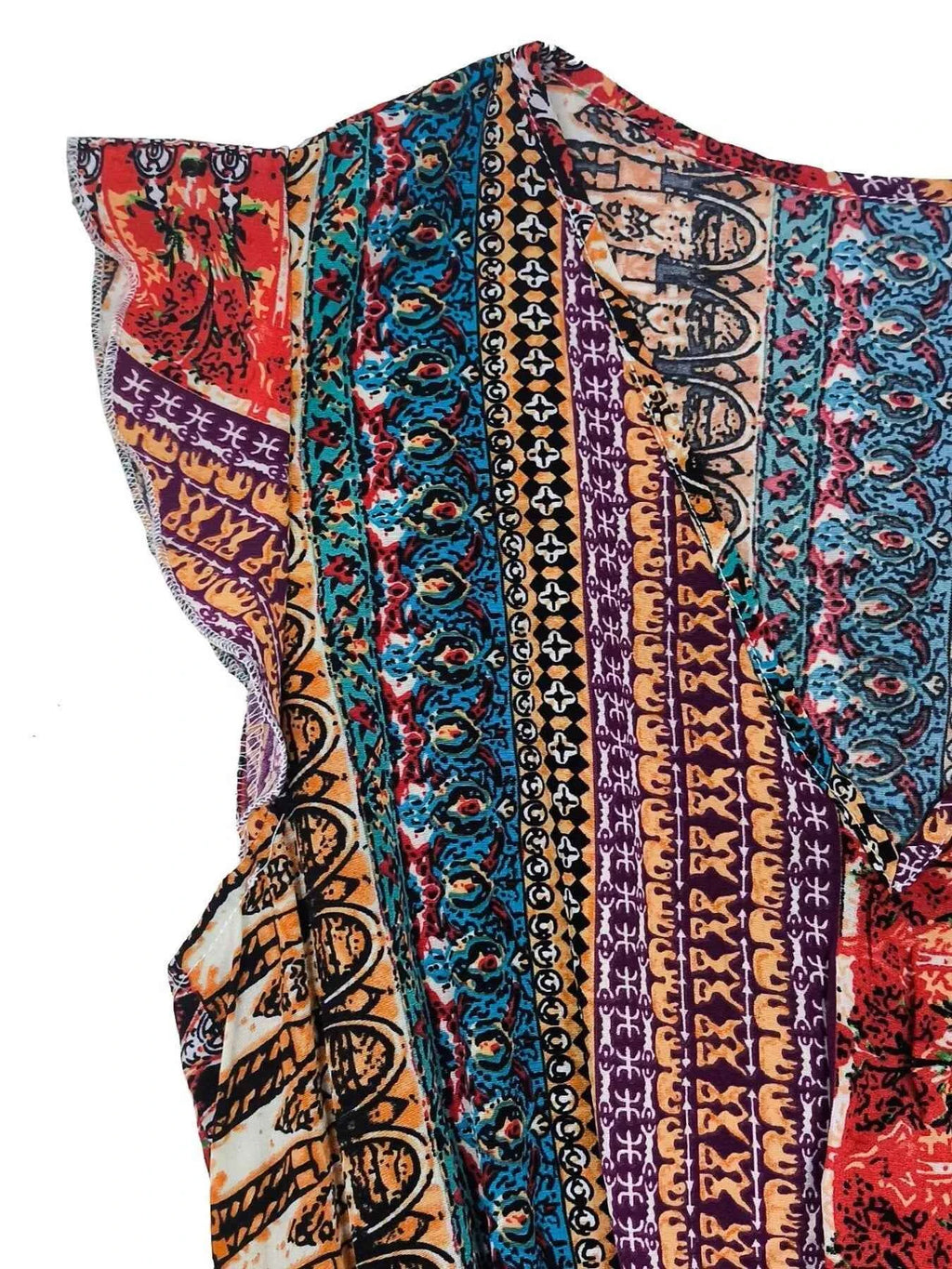 Boho print ruffle sleeve slit dress — additional view 7