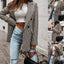 Women's Winter Plaid Long Suit Jacket – Slim Fit Blazer, shown in a clear product image