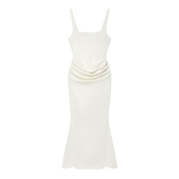 Wrap-Style High-Waist Evening Dress
