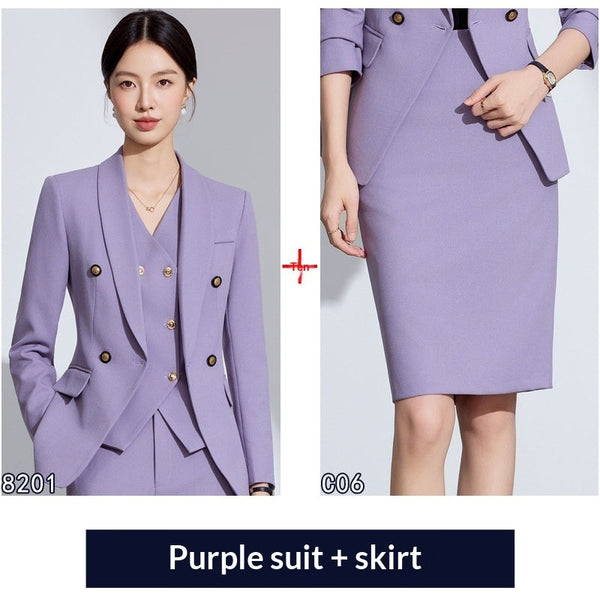 Purple women's suit set, styled view