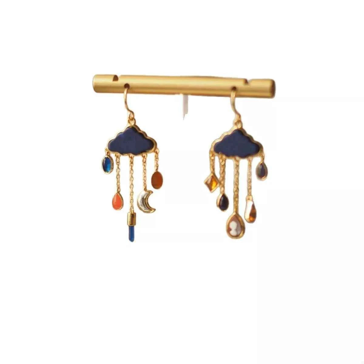 Cloud dangle earrings with colorful charms — additional view 4