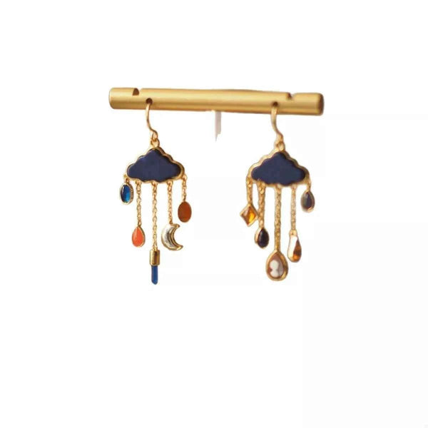 Cloud dangle earrings with colorful charms — additional view 4