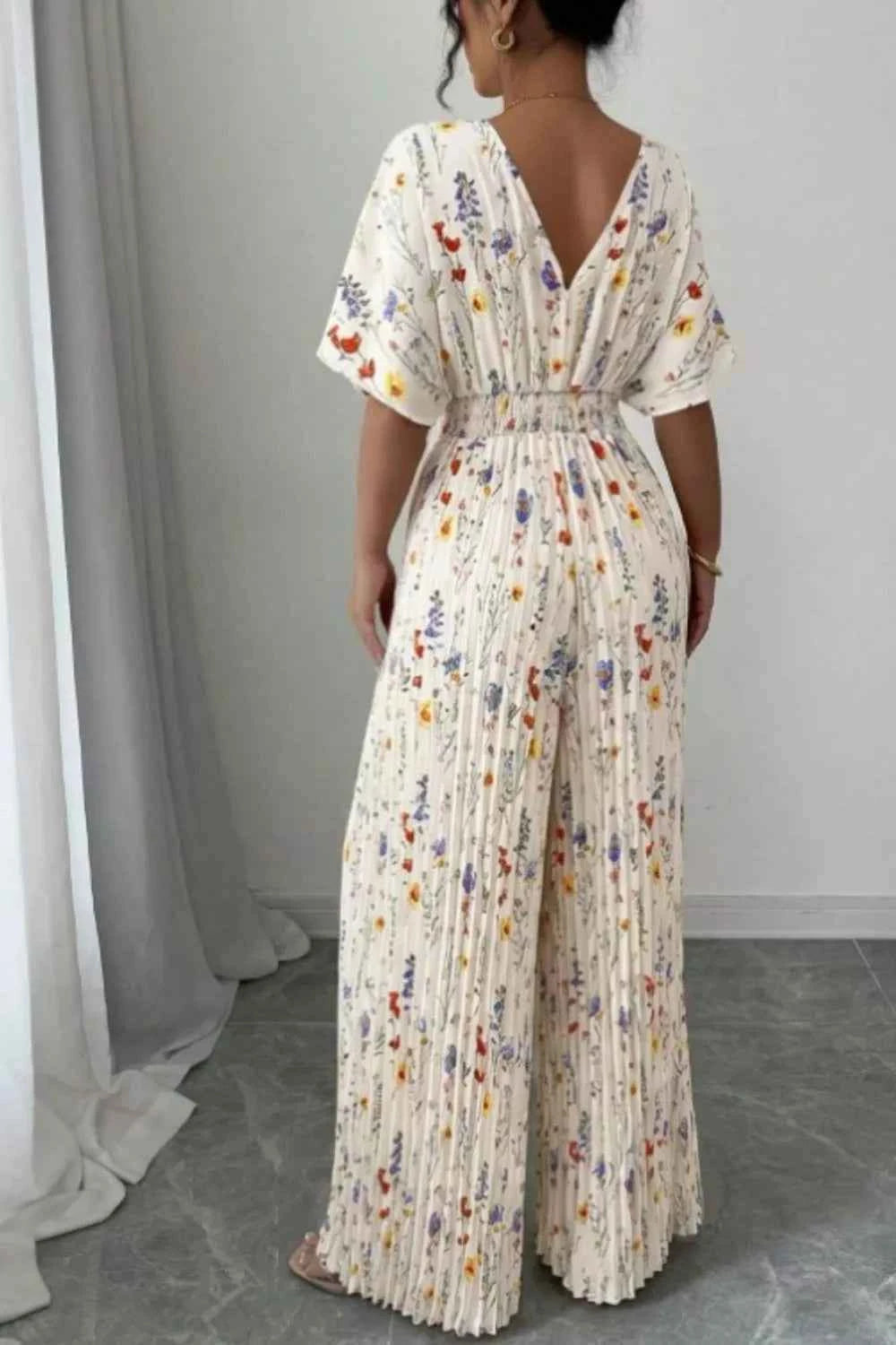 Floral Print Wide Leg Jumpsuit 副图