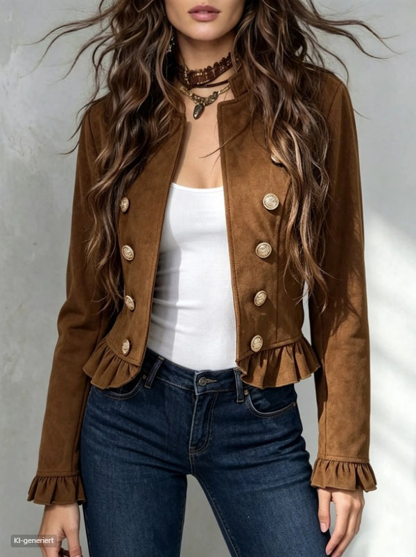 Lace-trim button-front jacket for women, image 2