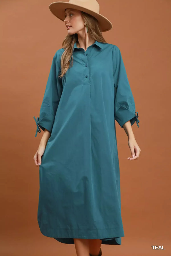 Umgee Collared Button Detail Relaxed Midi Dress — additional view 5