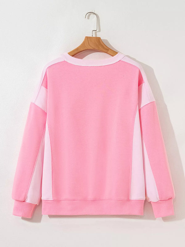 2-tone Color Block Patchwork Drop Shoulder Sweatshirt view 4