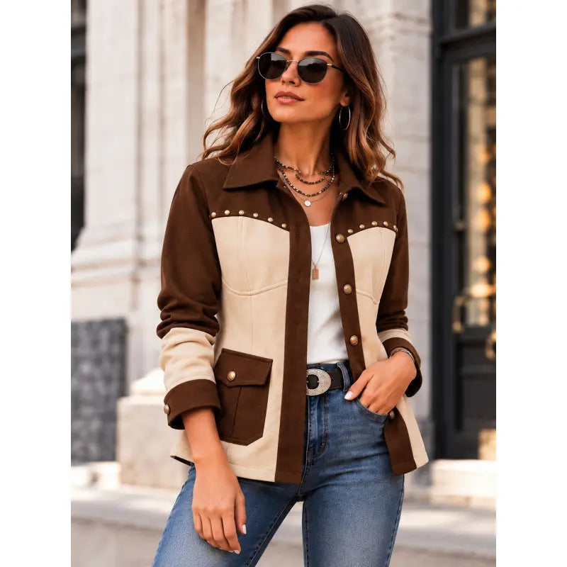 Retro colour-block jacket for women, image 2