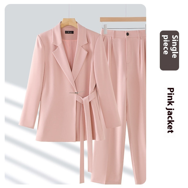 Women's Suit Collar Blazer & Wide-Leg Pants Two-Piece Set, product view 10