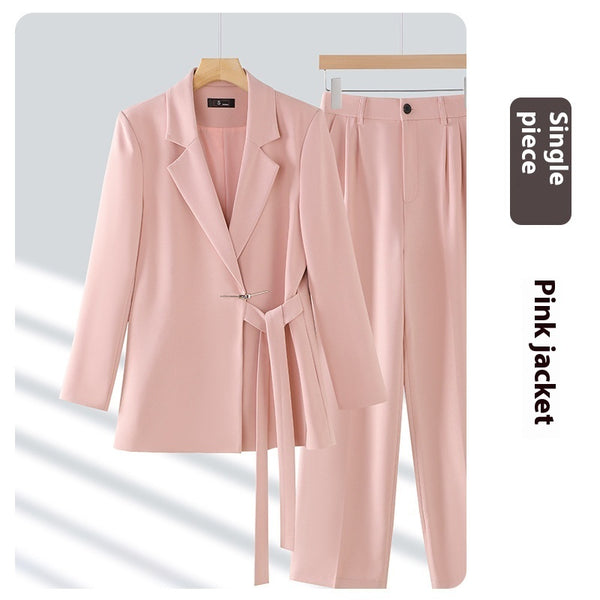 Women's Suit Collar Blazer & Wide-Leg Pants Two-Piece Set, product view 10