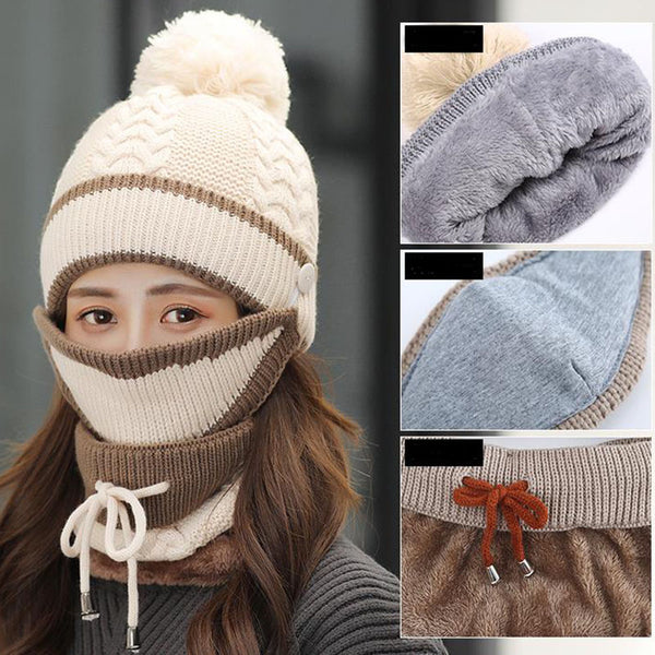 Women's 3 Piece Knitted Hat and Scarf Set-Splashis, alternate view 2