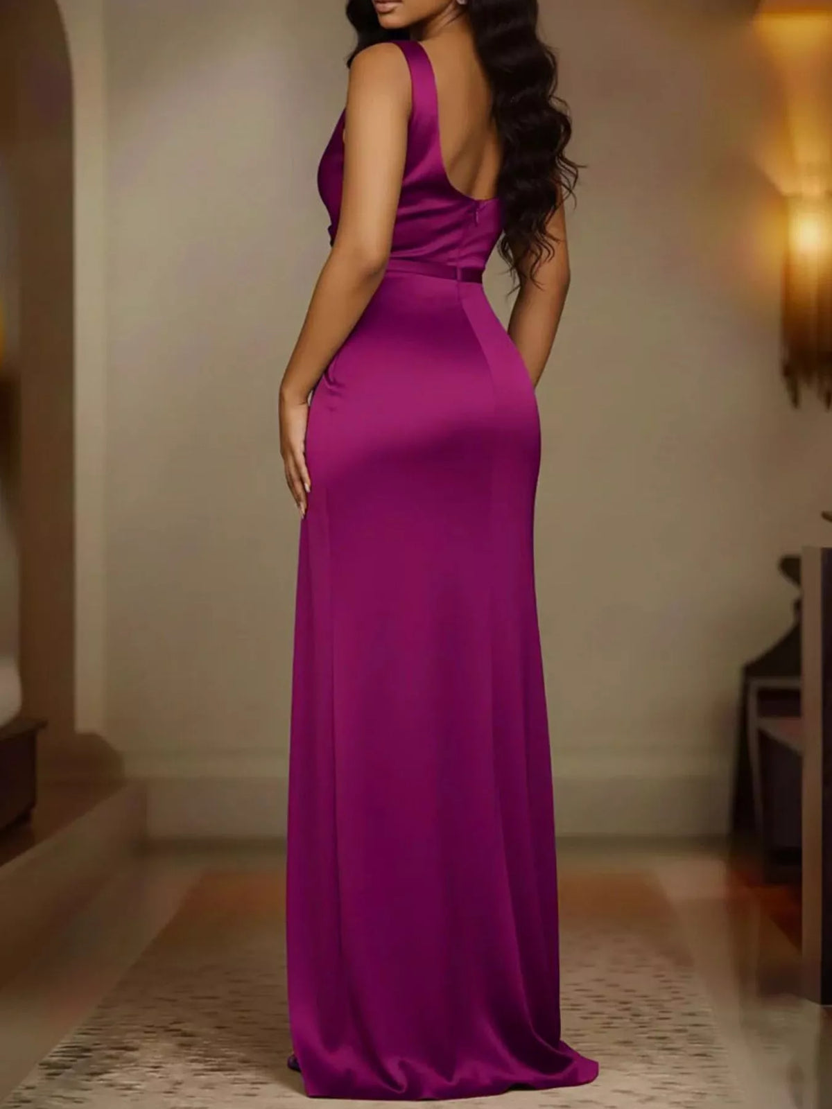 Elegant Satin Cowl-Neck Maxi Dress, product view 16
