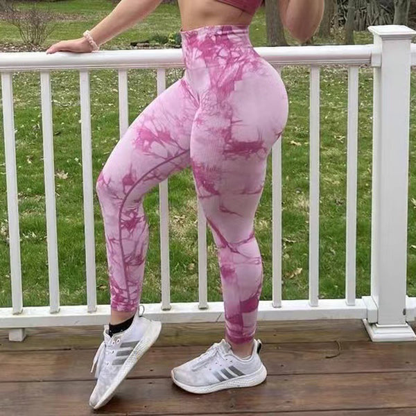 Tie Dye Seamless Yoga Leggings for Women - Contoured Workout Leggings, product view 9