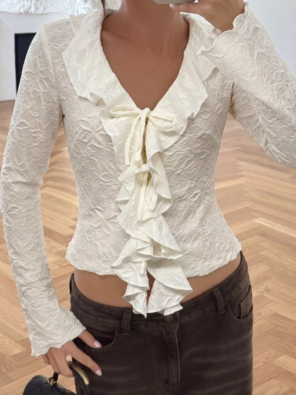 Ruffled Long-Sleeve T-Shirt — additional view 4