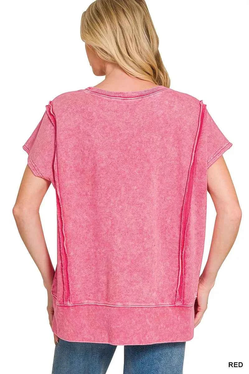 Oversized french terry top — additional view 2