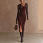 Women's asymmetrical printed midi dress with long sleeves