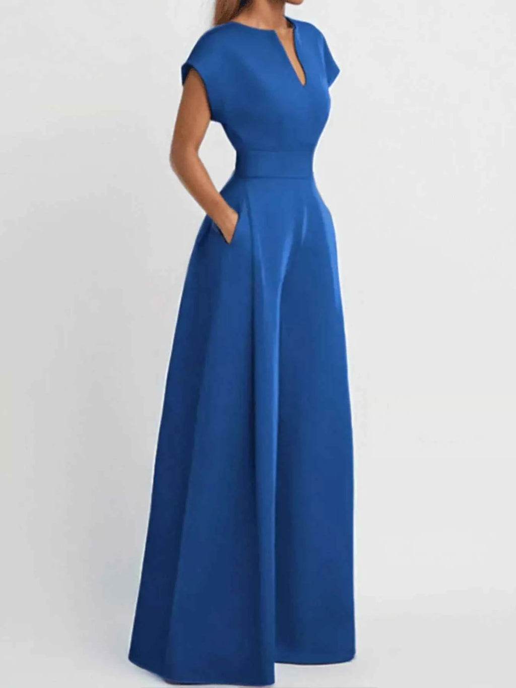 Plus size notched neck jumpsuit — additional view 2