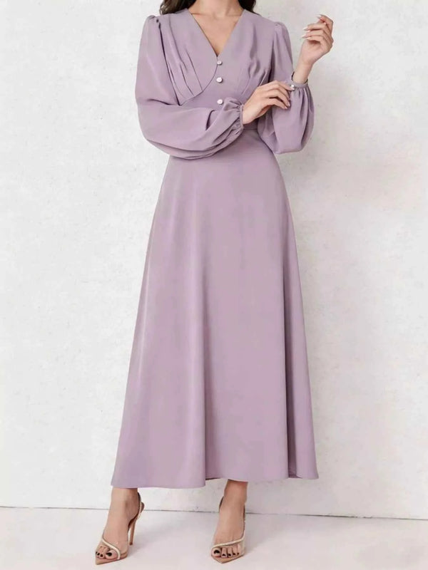 Balloon sleeve V-neck maxi dress — additional view 4