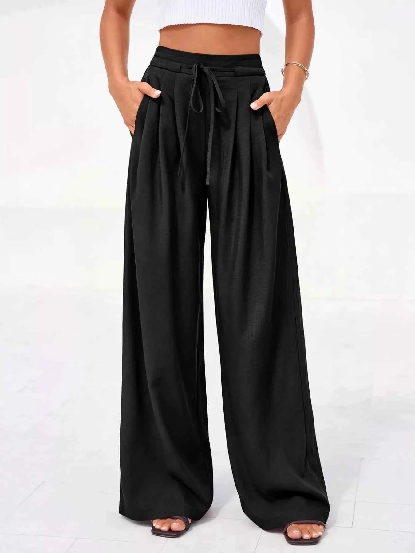 Plus size high-waisted wide-leg pants — additional view 6
