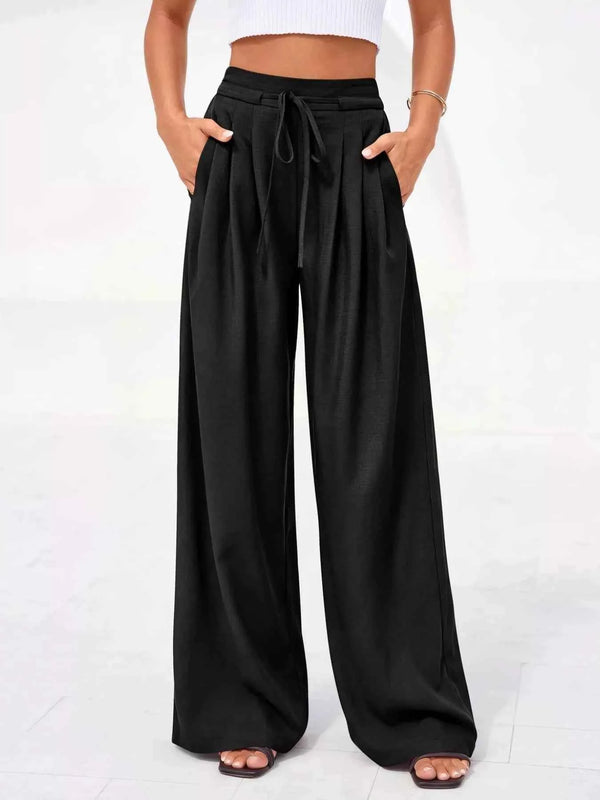 Plus size high-waisted wide-leg pants — additional view 6