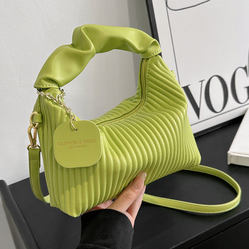Pleated Cloud Crossbody Bag – PU Leather Shoulder Tote for Women, angled product view