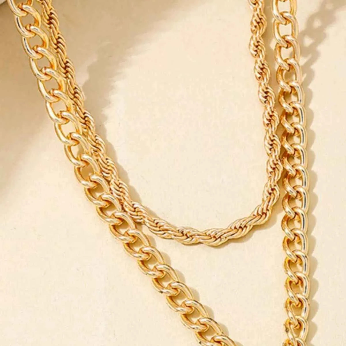 Layered gold chain cross pendant necklace — additional view 5