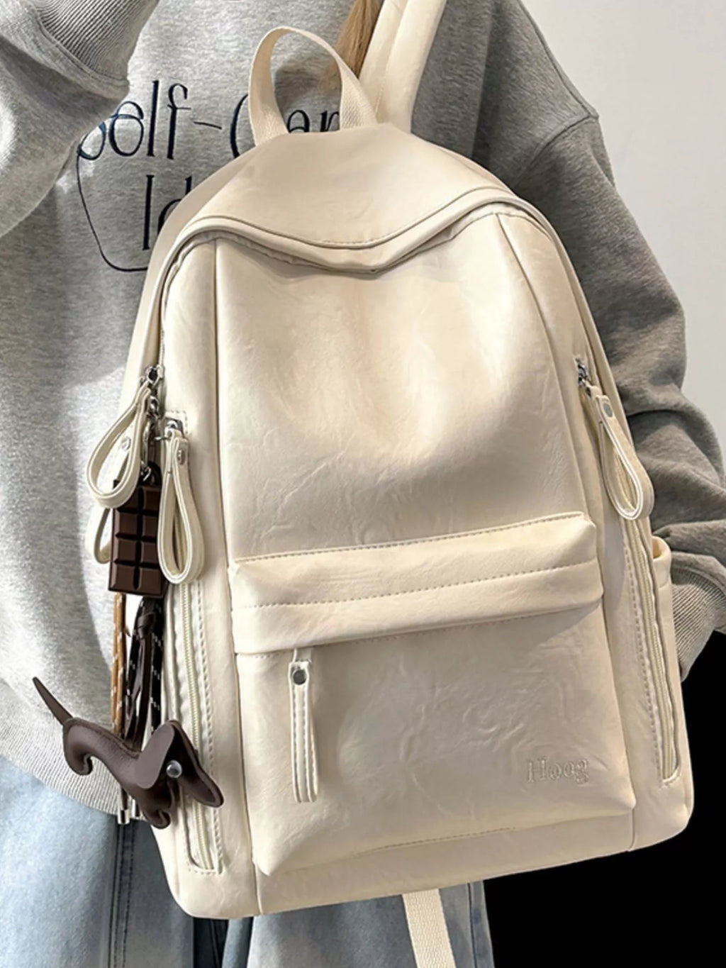 Medium PU Leather Texture Backpack — product image 6