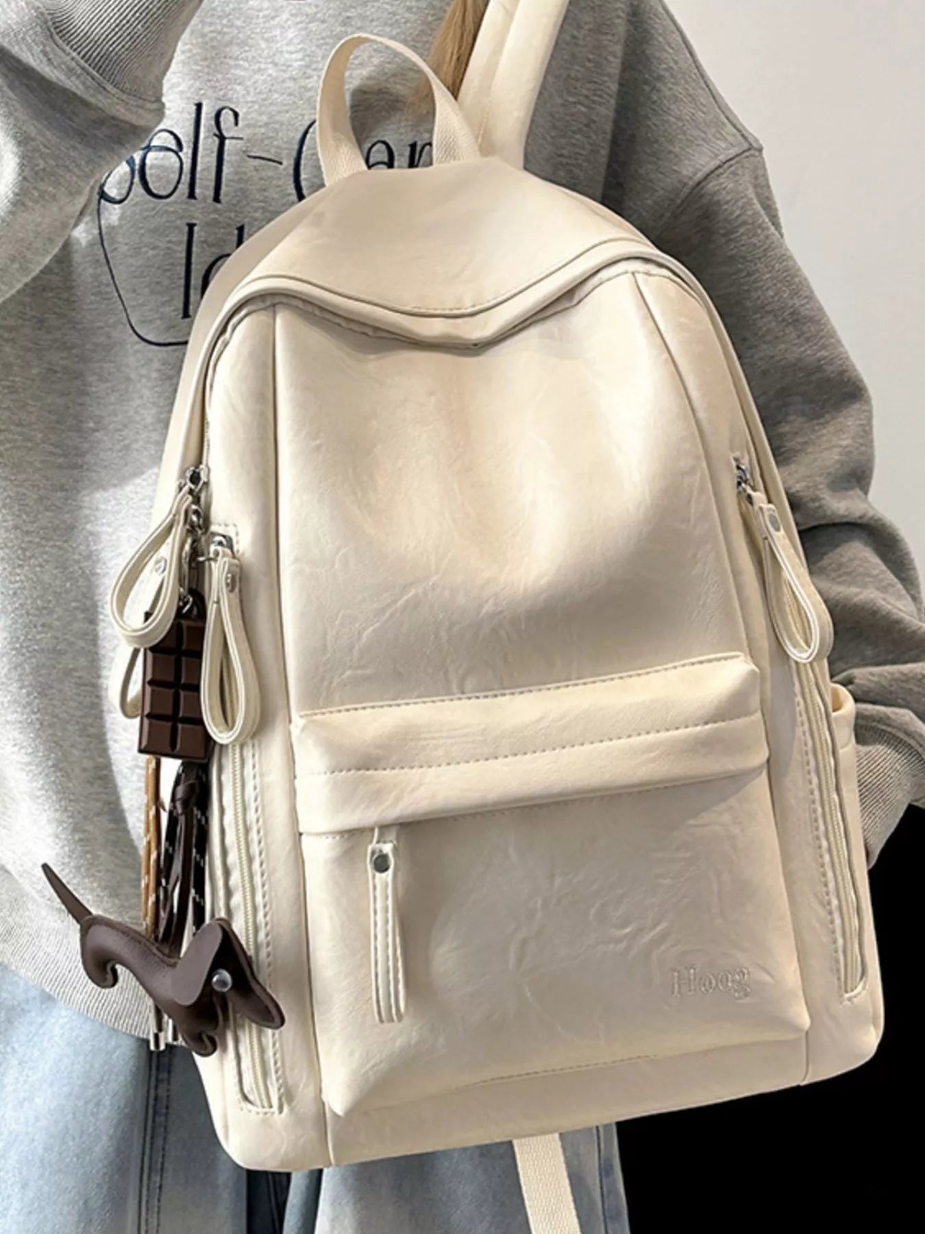 Medium PU Leather Texture Backpack — product image 6