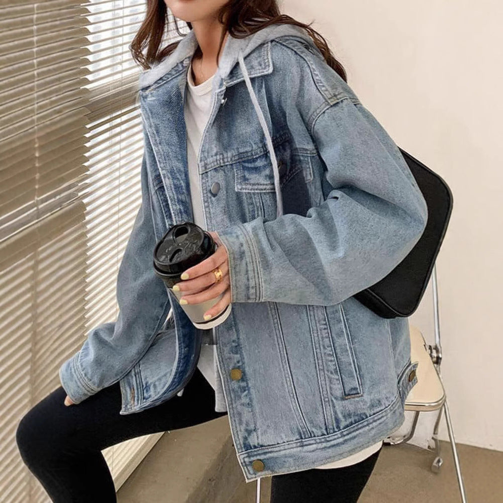 Women's Relaxed-Fit Hooded Denim Jacket product image
