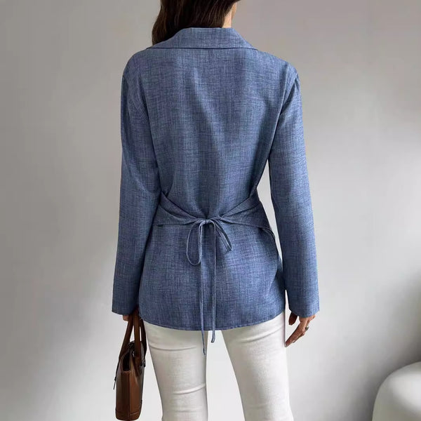 Product detail photo of Cross Tied Pleated Long Sleeve Shirt, Women’s Shirt, everyday style