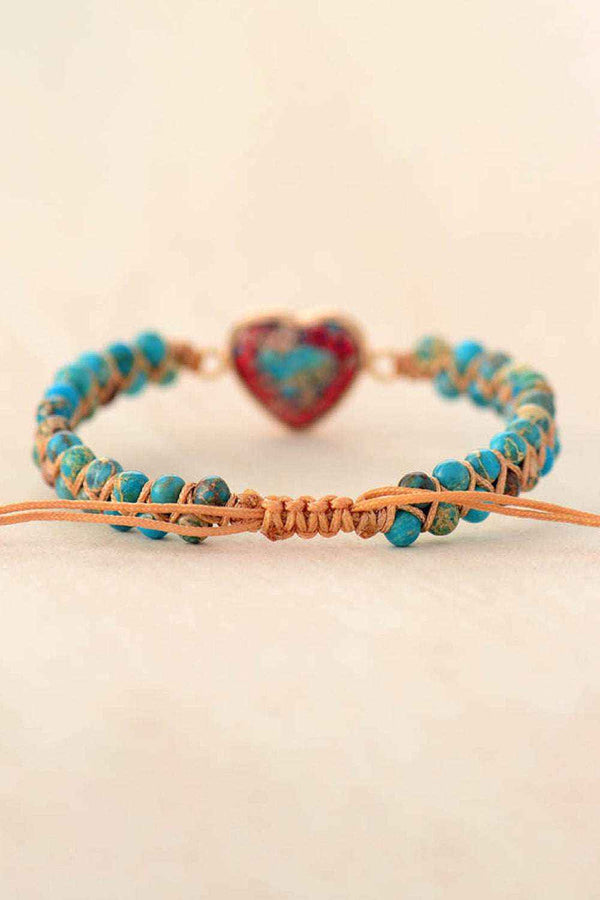 Handmade heart stone beaded bracelet — additional view 11