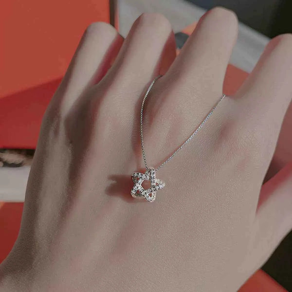 Zircon star necklace in silver-plated alloy — additional view 2