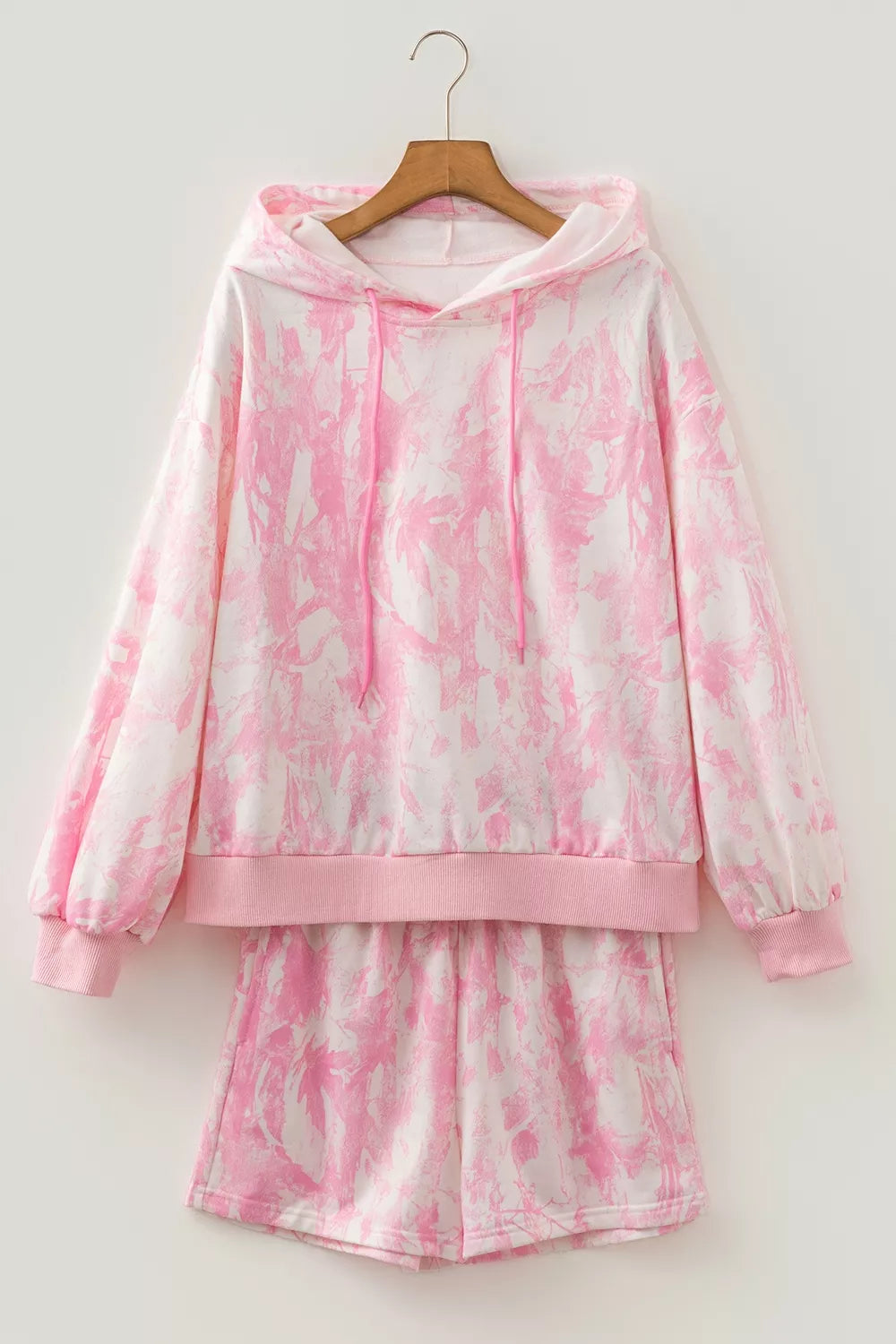 Abstract print hoodie and shorts two-piece set — additional view 6