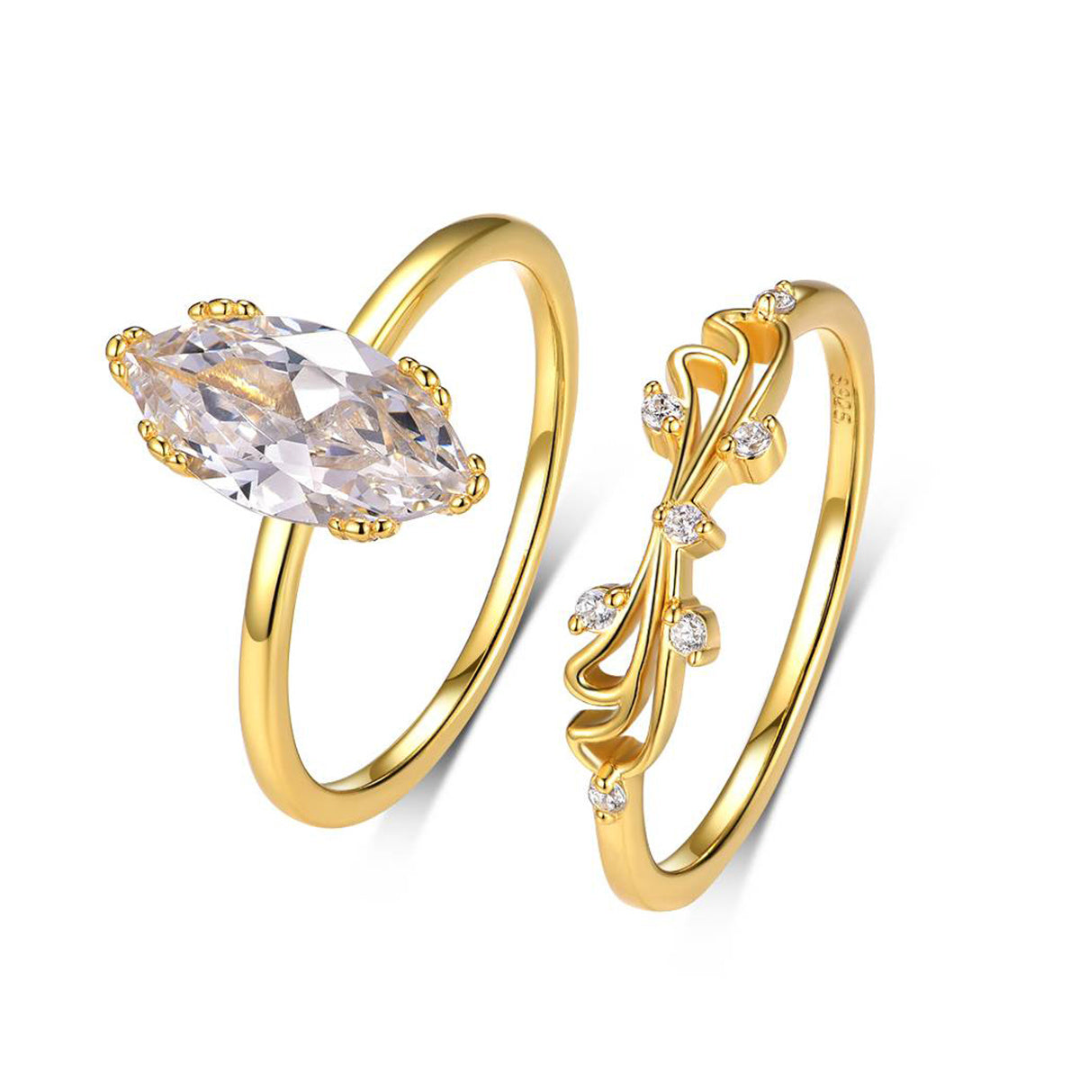 Gold-Plated Marquise Cubic Zirconia Ring Set product image