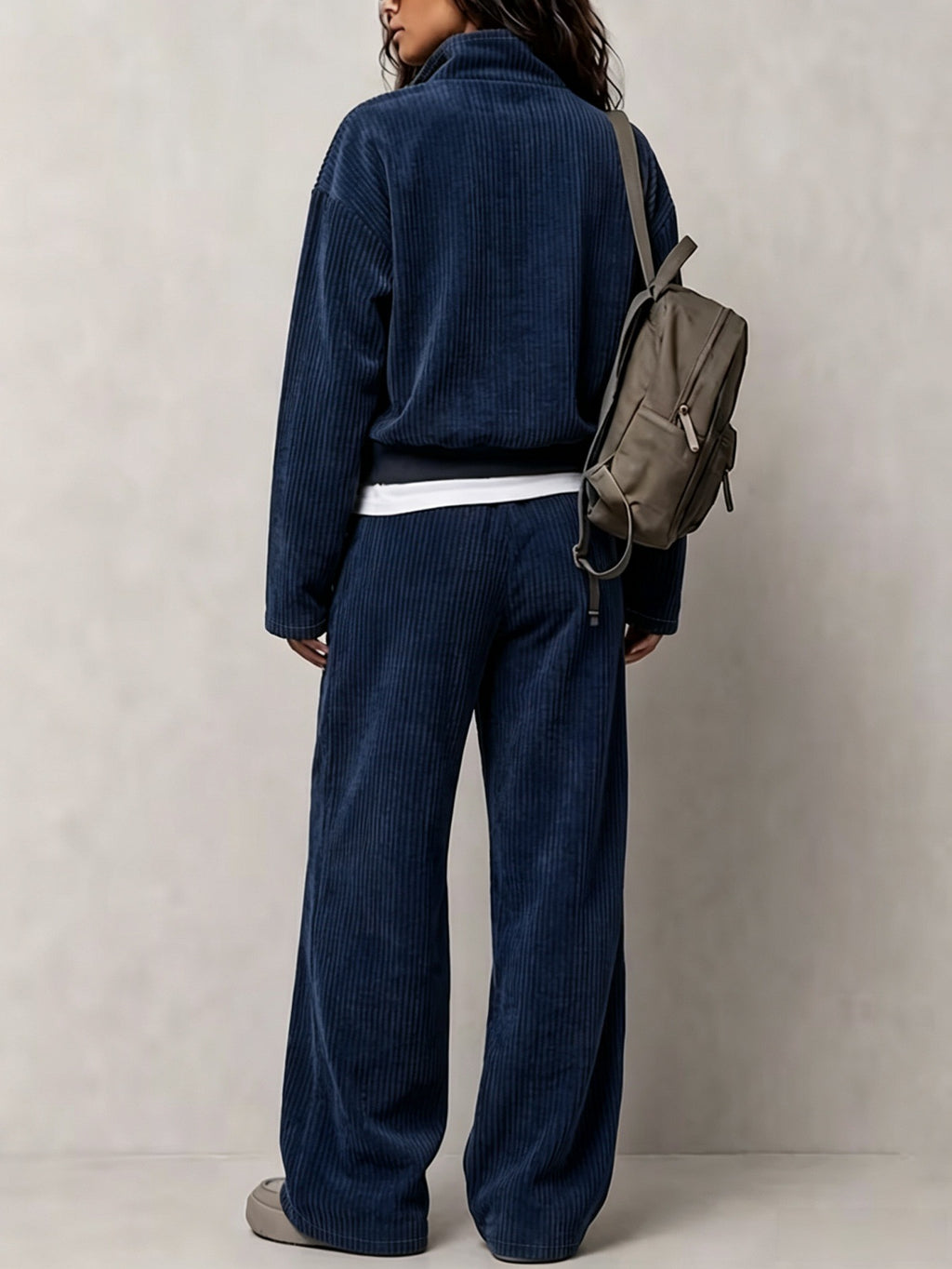Corduroy top and wide-leg pants set for women, image 10