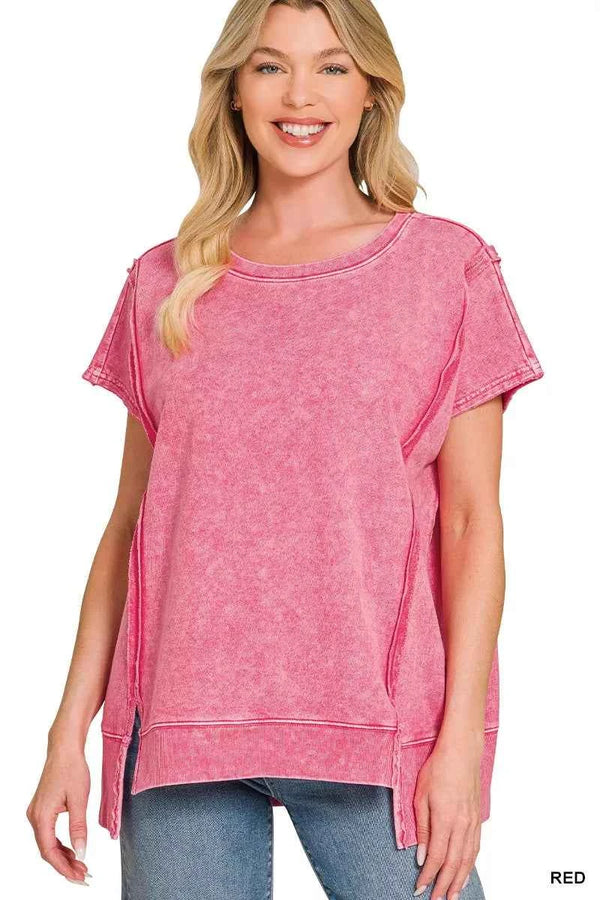 Oversized french terry top — additional view 3