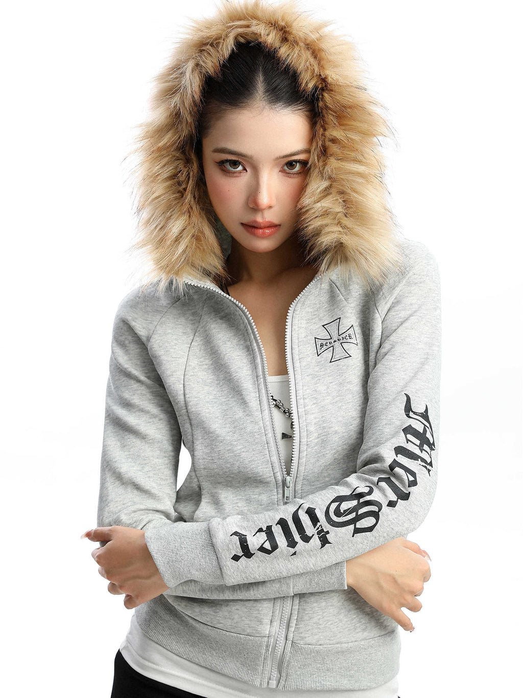 Women's Detachable Collar Hooded Cardigan-Splashis, alternate view 5