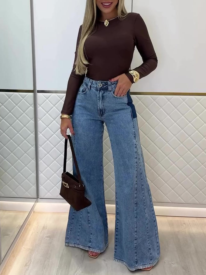 Light Blue High-Waist Flared Jeans, front product view