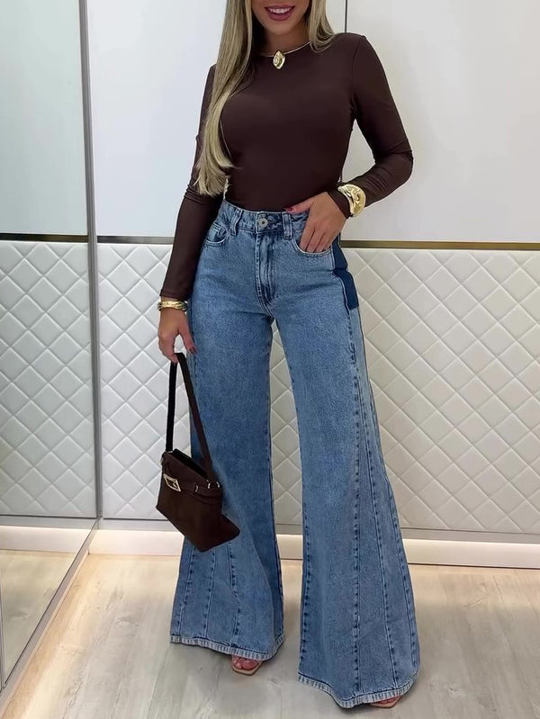 Light Blue High-Waist Flared Jeans, front product view