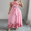 Halter Neck Floral Print Pleated Maxi Dress — primary view