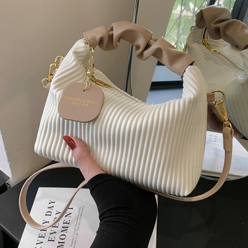 Pleated Cloud Crossbody Bag – PU Leather Shoulder Tote for Women, close-up product view