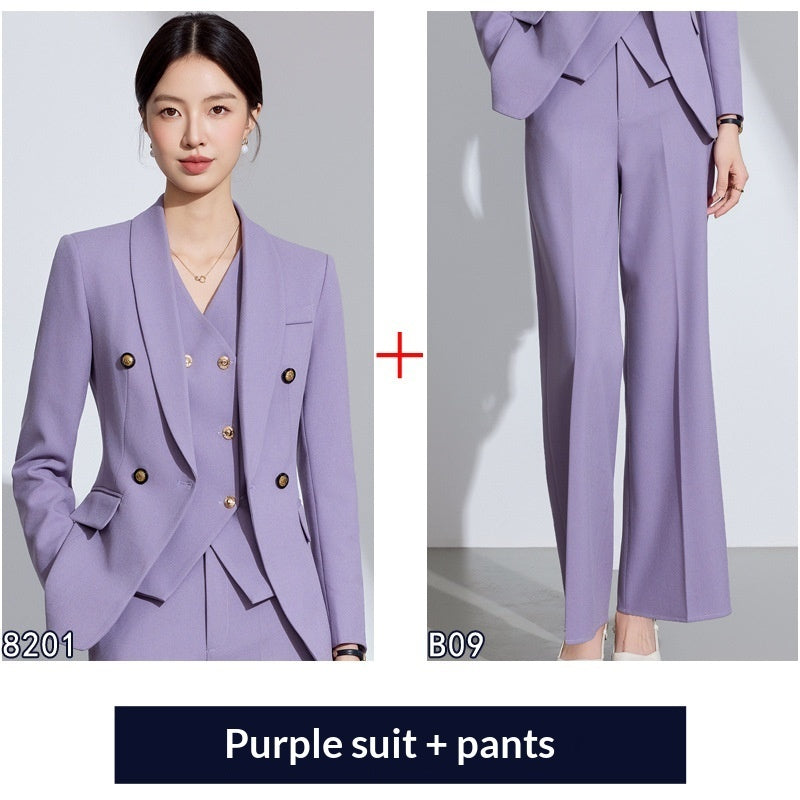 Purple women's suit set, vest detail