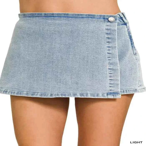 Asymmetrical denim skort — primary view