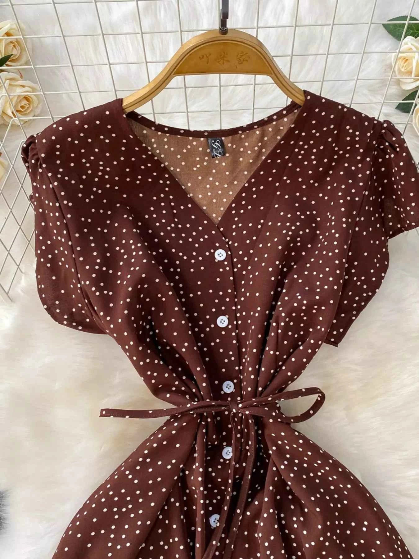 Vintage-Inspired Polka Dot Dress-Casual Dresses-Splashis-Splashis