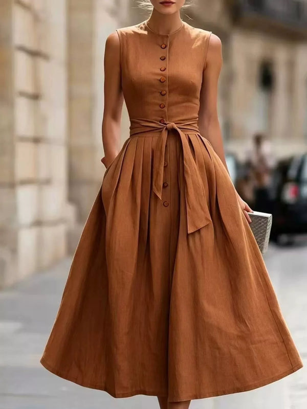 Full Size Sleeveless Button-Front Belted Midi Dress Plus Size view 4
