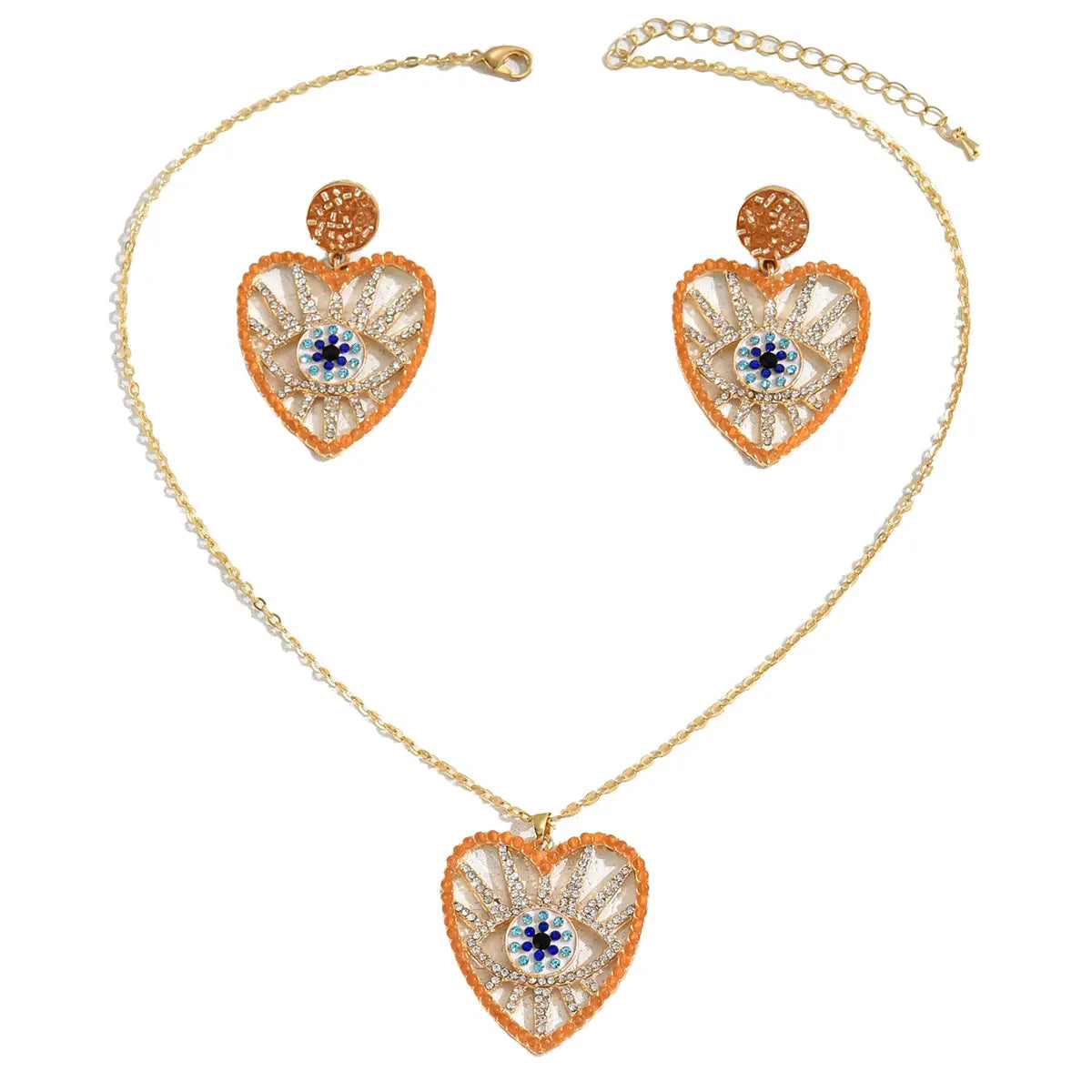 Heart & Eye Pendant Necklace and Earring Set product image