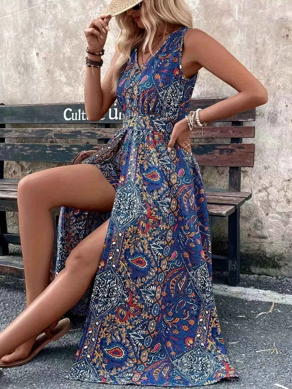 Sleeveless paisley print romper — additional view 9