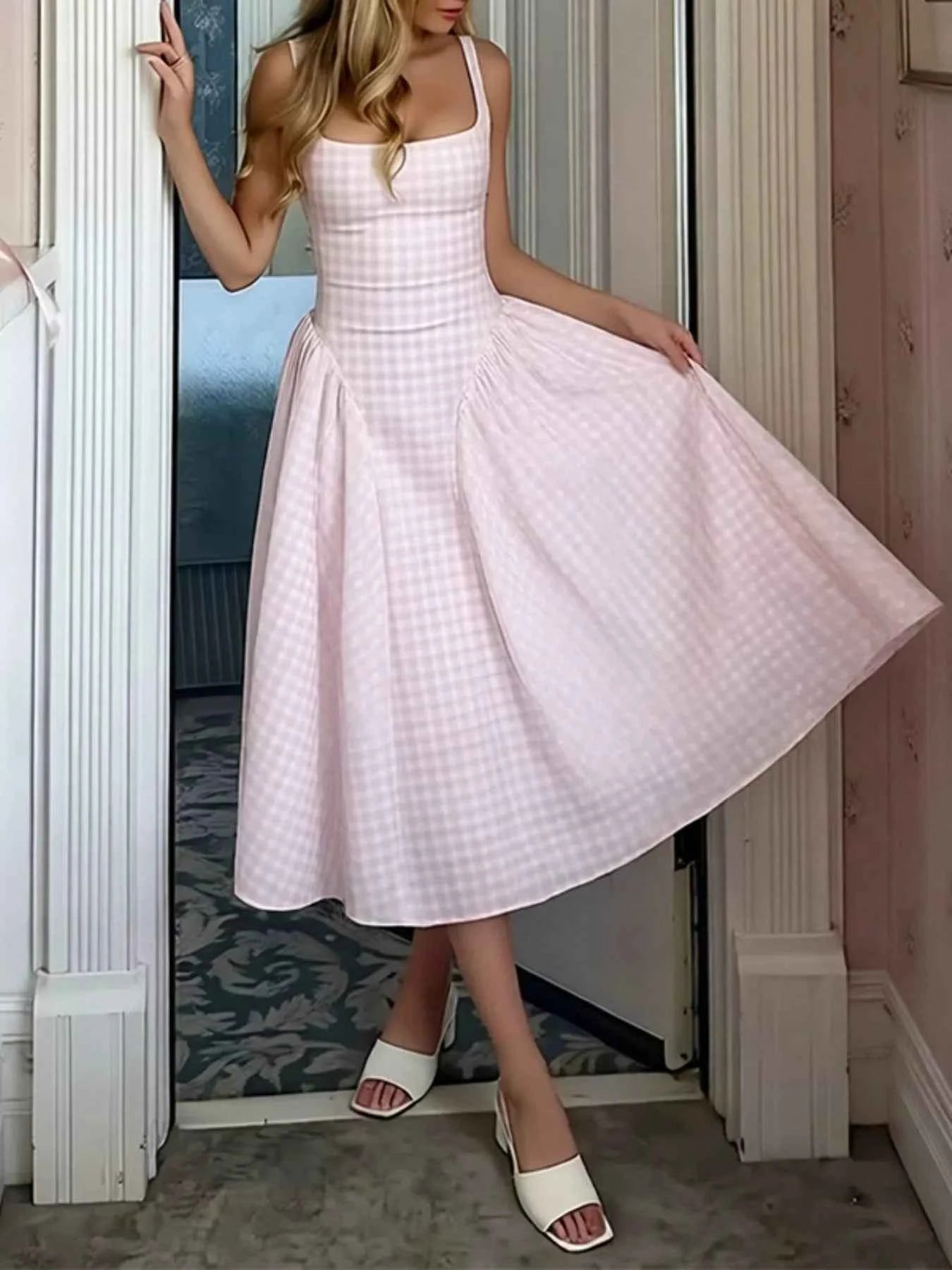 Plus size plaid midi dress — additional view 5