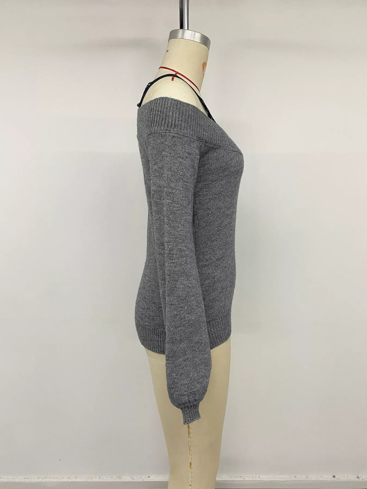 Off-Shoulder Lace Trim Sweater, product view 8