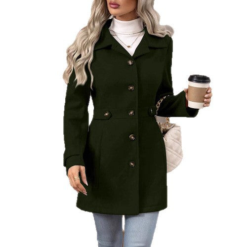Women's Mid-Length Plus Size Wool-Blend Coat additional product view